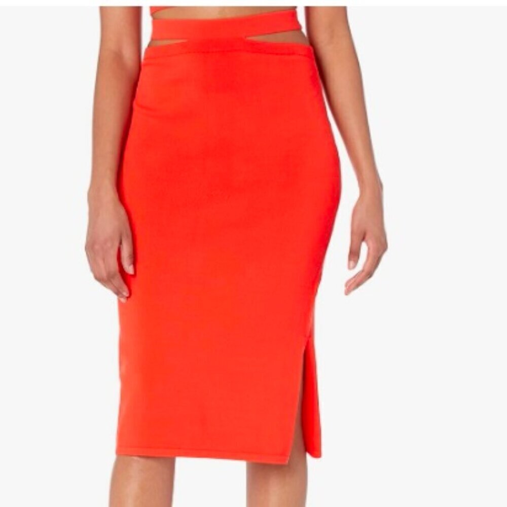 The Drop Women's Valentina Slim Cutout Pull-On Midi Sweater Skirt